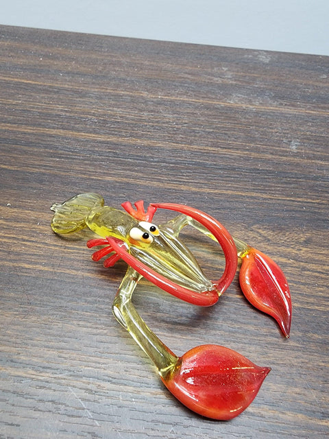 Naturally Colored Glass Figurine - Handcrafted - Lobster Design