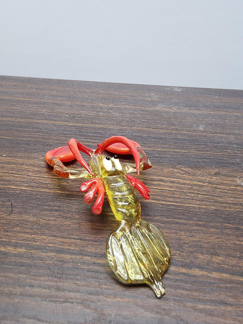 Naturally Colored Glass Figurine - Handcrafted - Lobster Design