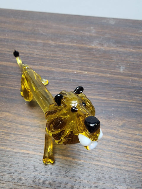 Naturally Colored Glass Figurine - Handcrafted - Lion Design