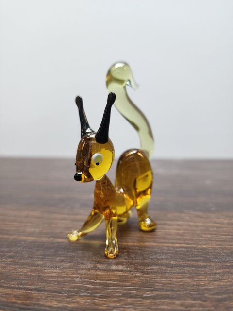 Naturally Colored Glass Figurine - Handcrafted - Squirrel Design