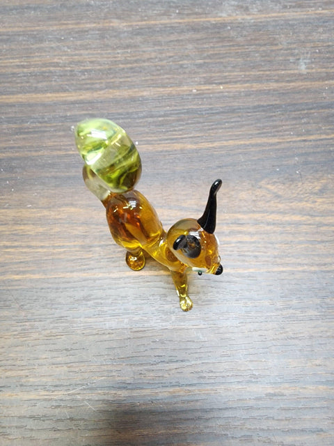 Naturally Colored Glass Figurine - Handcrafted - Squirrel Design