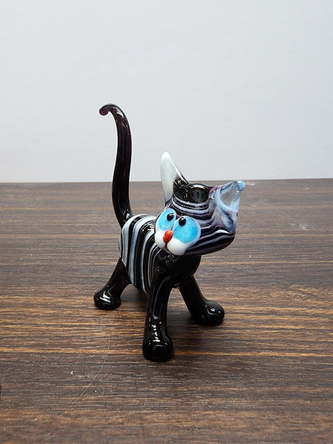 Naturally Colored Glass Figurine - Handcrafted - Cat Design