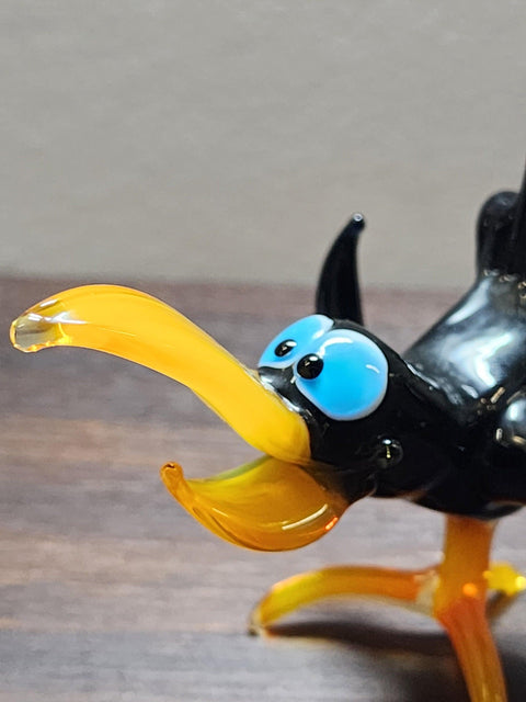 Naturally Colored Glass Figurine - Handcrafted - Crow Design