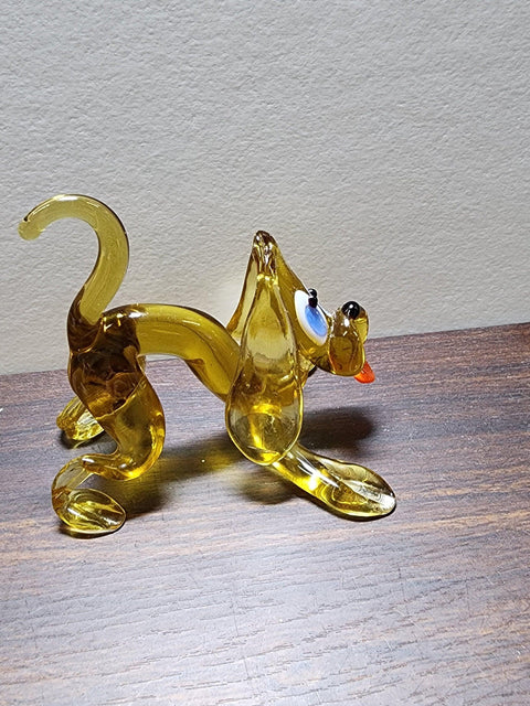 Naturally Colored Glass Figurine - Handcrafted - Spaniel Design