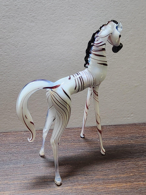 Naturally Colored Glass Figurine - Handcrafted - Zebra Design