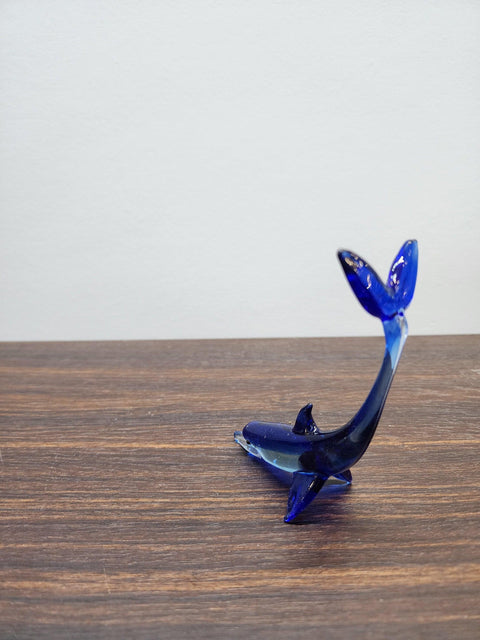 Naturally Colored Glass Figurine - Handcrafted - Dolphin Design