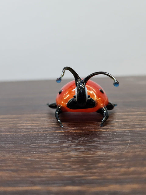 Naturally Colored Glass Figurine - Handcrafted - Lady Bug Design