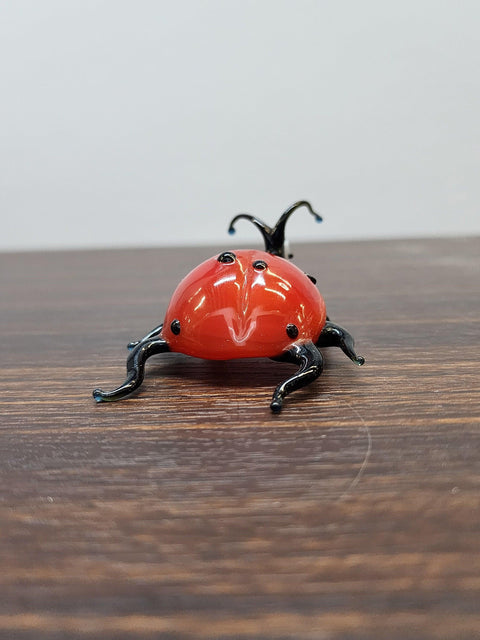 Naturally Colored Glass Figurine - Handcrafted - Lady Bug Design