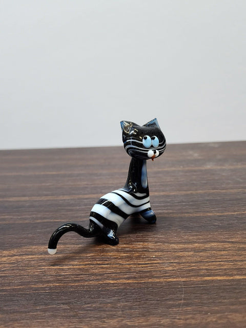 Naturally Colored Glass Figurine - Handcrafted - Cat Design