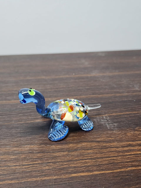 Naturally Colored Glass Figurine - Handcrafted - Turtle Design