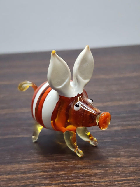 Naturally Colored Glass Figurine - Handcrafted - Pig Design