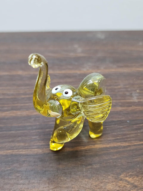 Naturally Colored Glass Figurine - Handcrafted - Elephant Design