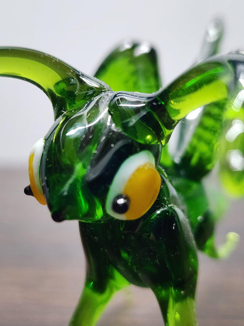 Naturally Colored Glass Figurine - Handcrafted - Grasshopper Design