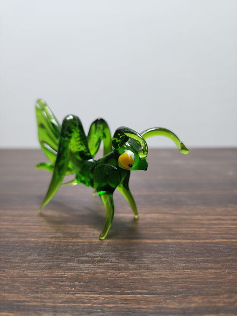 Naturally Colored Glass Figurine - Handcrafted - Grasshopper Design