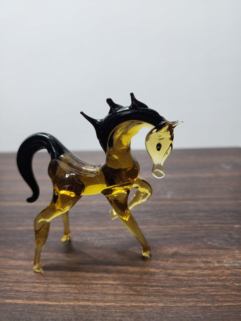 Naturally Colored Glass Figurine - Handcrafted - Horse Design