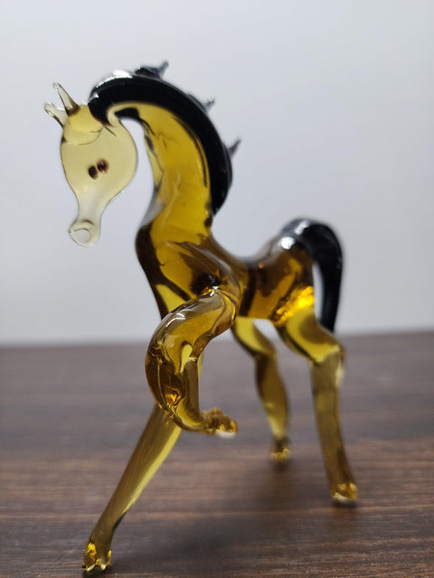 Naturally Colored Glass Figurine - Handcrafted - Horse Design