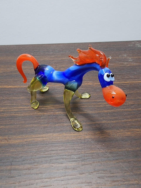 Naturally Colored Glass Figurine - Handcrafted - Horse Design