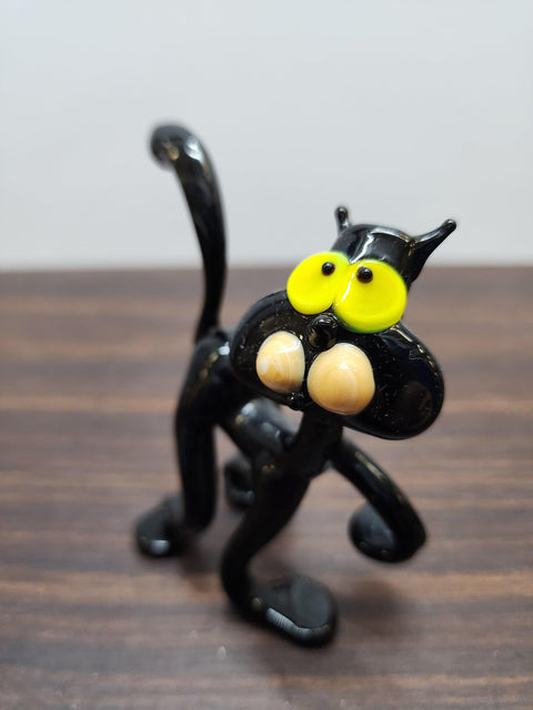 Naturally Colored Glass Figurine - Handcrafted - Cat Design