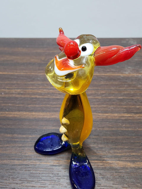 Naturally Colored Glass Figurine - Handcrafted - Clown Design