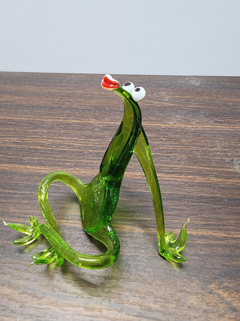 Naturally Colored Glass Figurine - Handcrafted - Frog Design