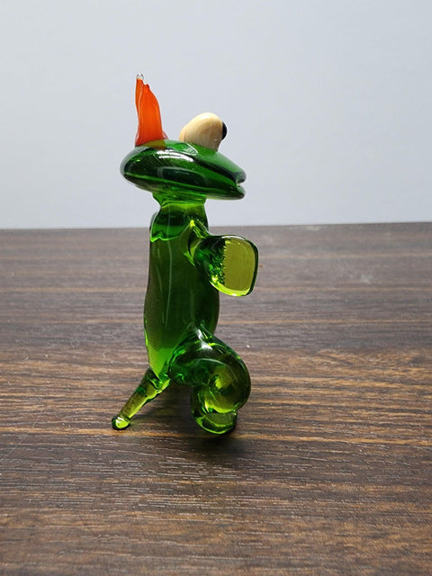 Naturally Colored Glass Figurine - Handcrafted - King Frog Design