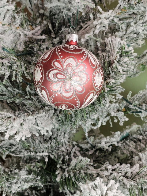 Pink Blown Glass Ornament - Handcrafted - Flower Design