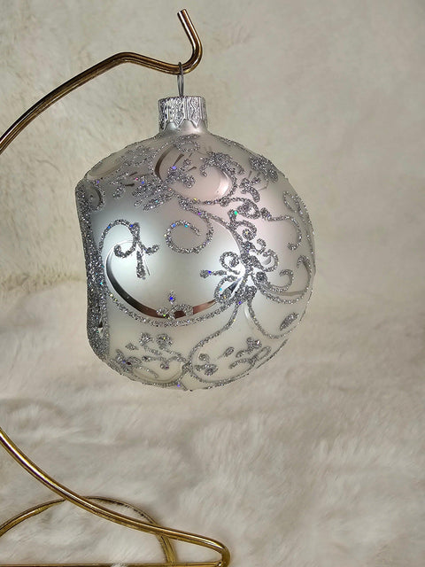 Silver Blown Glass Ornament - Silver Refractor Design