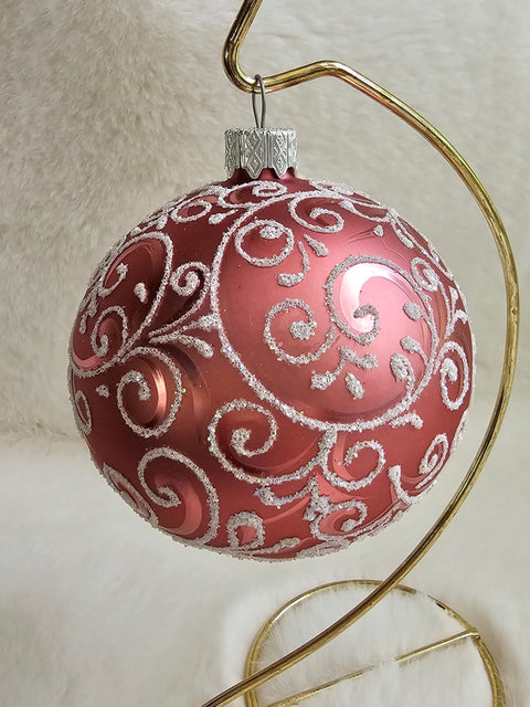 Blown Glass Ornament - Handcrafted - Modern Floral Design