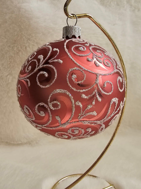 Blown Glass Ornament - Handcrafted - Modern Floral Design