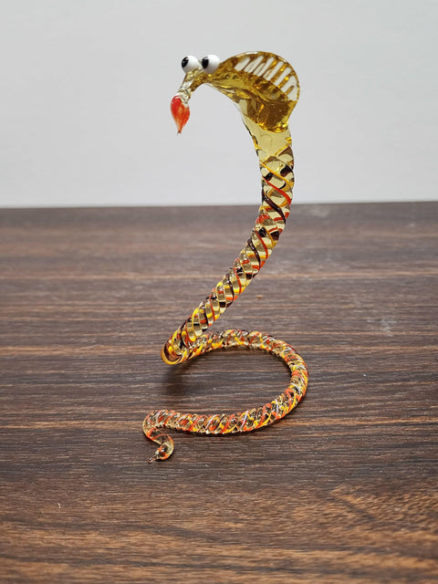 Naturally Colored Glass Figurine - Handcrafted - Cobra Design