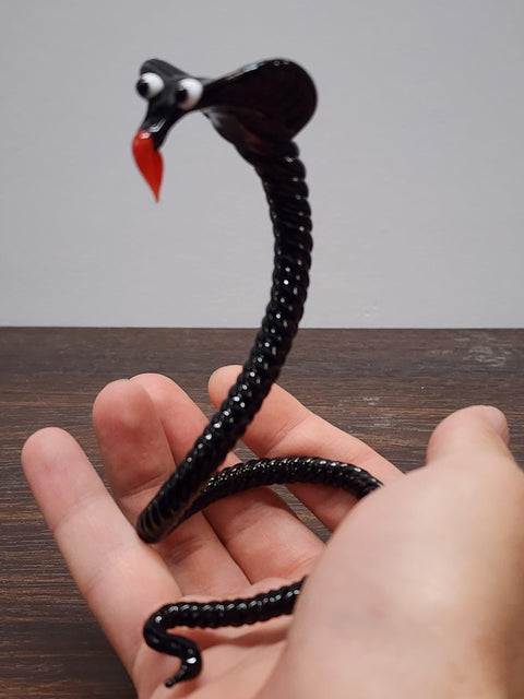 Naturally Colored Glass Figurine - Handcrafted - Cobra Design