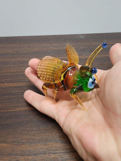 Naturally Colored Glass Figurine - Handcrafted - Bee Design