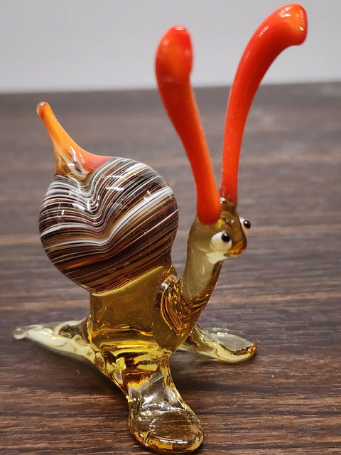 Naturally Colored Glass Figurine - Handcrafted - Snail Design