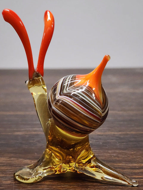 Naturally Colored Glass Figurine - Handcrafted - Snail Design