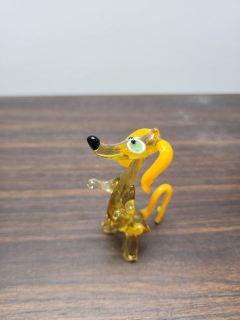 Naturally Colored Glass Figurine - Handcrafted - Dachshund Design