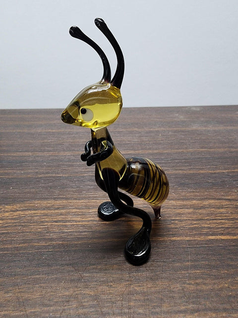 Naturally Colored Glass Figurine - Handcrafted - Standing Bee Design