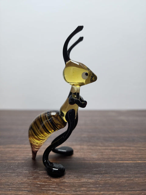 Naturally Colored Glass Figurine - Handcrafted - Standing Bee Design