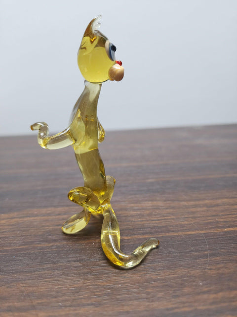 Naturally Colored Glass Figurine - Handcrafted - Sitting Up Cat Design