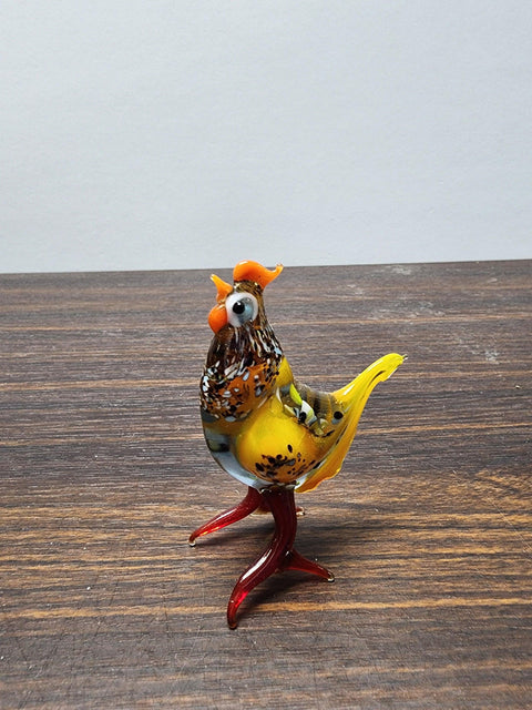 Naturally Colored Glass Figurine - Handcrafted - Chicken Design