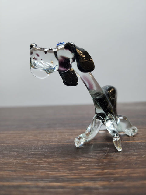 Naturally Colored Glass Figurine - Handcrafted - Dog With Spots Design