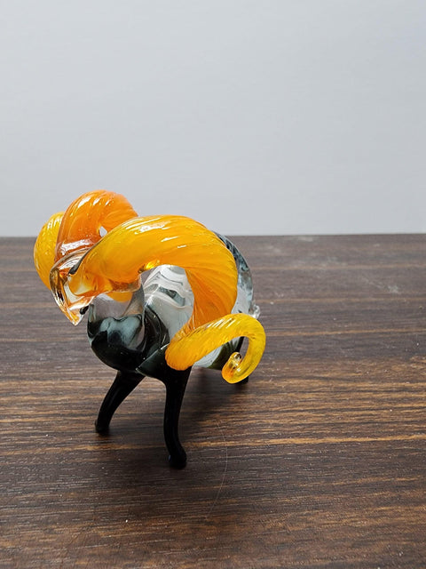 Naturally Colored Glass Figurine - Handcrafted - Ram Design