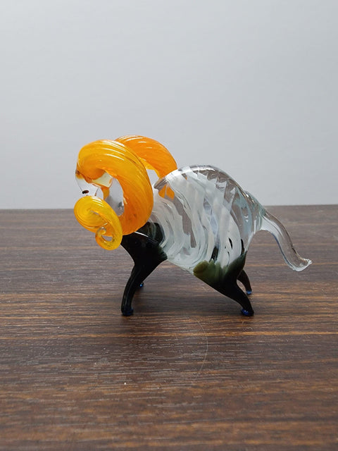 Naturally Colored Glass Figurine - Handcrafted - Ram Design