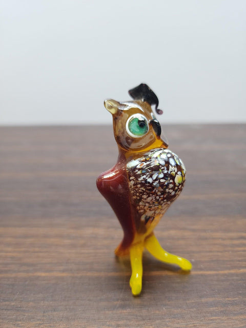 Naturally Colored Glass Figurine - Handcrafted - Owl Design