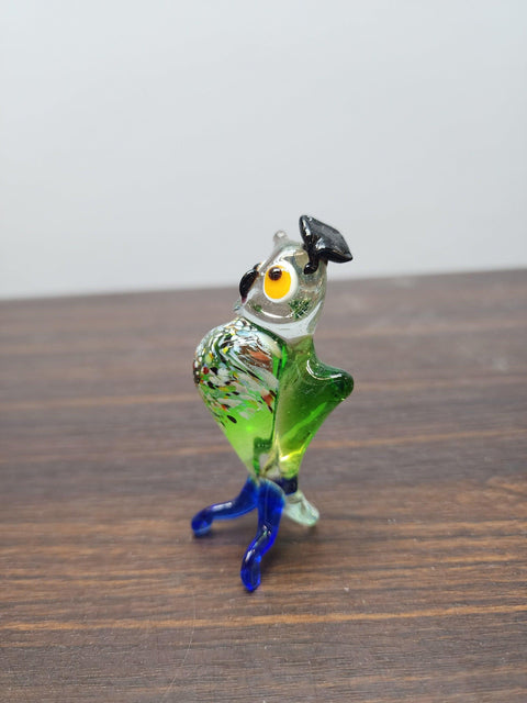 Naturally Colored Glass Figurine - Handcrafted - Owl Design