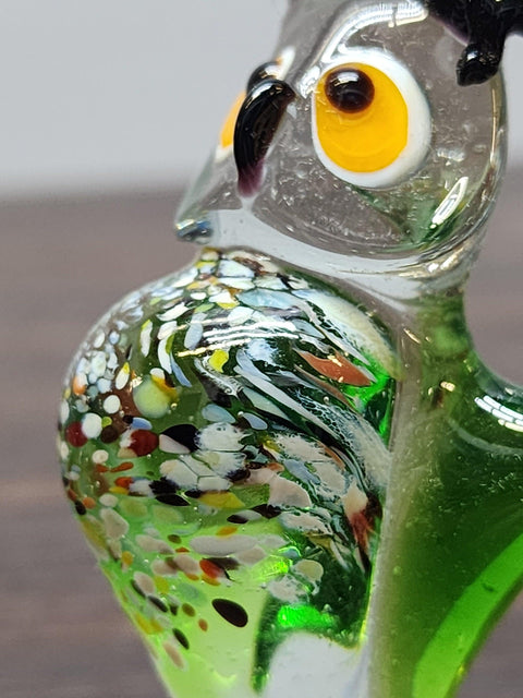 Naturally Colored Glass Figurine - Handcrafted - Owl Design