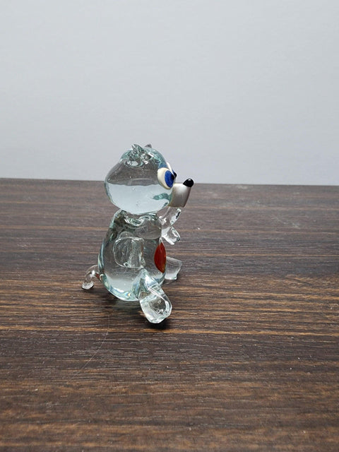 Naturally Colored Glass Figurine - Handcrafted - Bear W Heart Design