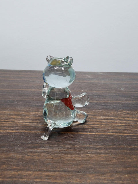 Naturally Colored Glass Figurine - Handcrafted - Bear W Heart Design