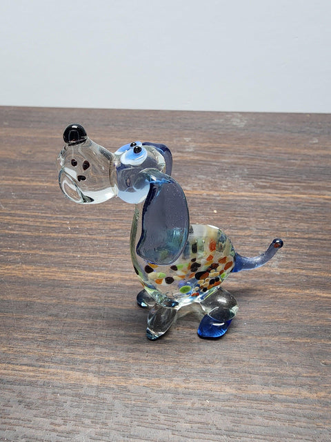 Naturally Colored Glass Figurine - Handcrafted - Dog Design