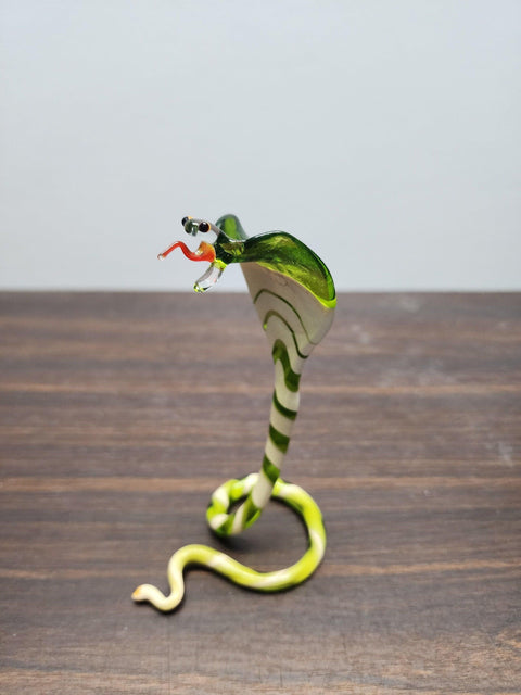 Naturally Colored Glass Figurine - Handcrafted - Colorful Cobra Design