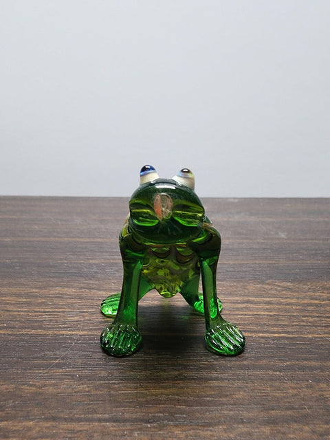 Naturally Colored Glass Figurine - Handcrafted - Frog Design